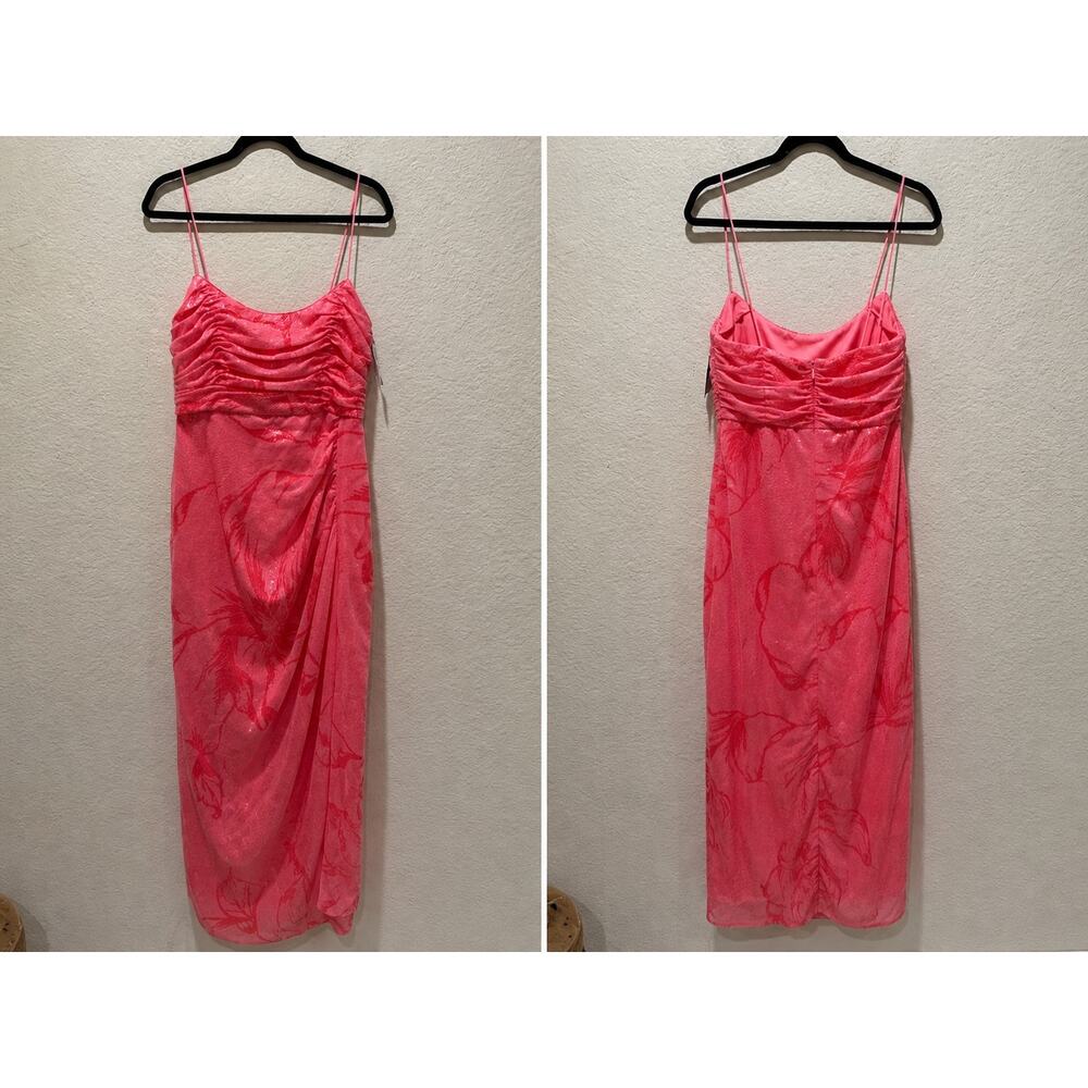 Hutch Pink Sequin Floral Ruched Maxi Dress Size 12 Side Slit Wedding Guest - Picture 5 of 5